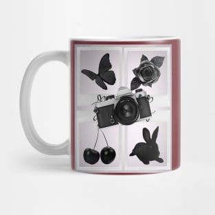 Animals, flowers, fruits and black objects Mug